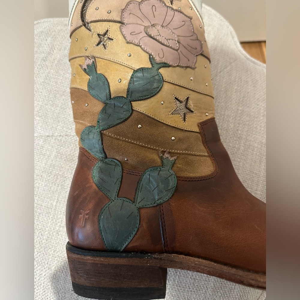 Frye size 8 Billy Cactus multicolor leather and suede with cowboy boots - Picture 9 of 16